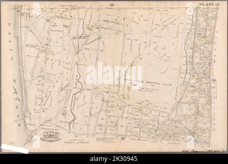 Cartographic, Maps. 1885. Lionel Pincus and Princess Firyal Map Division. Real property , New York (State) , New York, New York (N.Y.) Plate 35: Bounded by .....N. Third Avenue, 161st Street, Jerome Avenue, Harlem River and Depot Place. Part of Ward 23, New York City. Stock Photo