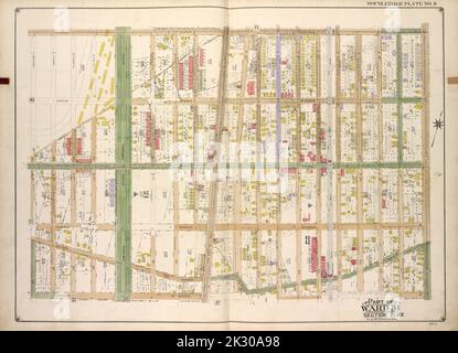 E.B. Hyde & Co. Cartographie, cartes. 1916 - 1920. Lionel Pincus et Princess Firyal Map Division. Brooklyn (New York, N.Y.), immeuble , New York (État) , New York Brooklyn, vol. 3, plaque double page no 9; partie du quartier 31, section 21-22; carte délimitée par Avenue S., Ocean Ave.; y compris Avenue W, E. 2nd St. Banque D'Images