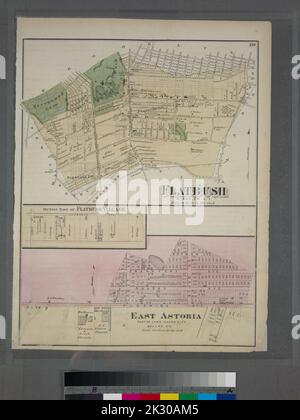 Cartographie, cartes. 1873. Lionel Pincus et Princess Firyal Map Division. Long Island (New York) , Description et Voyage Flatbush, Kings Co. L.I. - East Astoria, une partie de long Island City, Queens Co. East Astoria, une partie de long Island City, Queens Co Banque D'Images