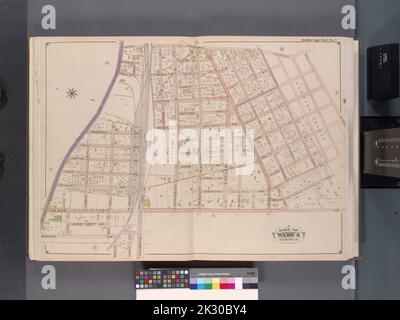 Cartographie, cartes. 1901. Lionel Pincus et Princess Firyal Map Division. Queens (New York, New York) Queens, V. 1, plaque double page no 7; partie de la Jamaïque, quartier 4; carte délimitée par Rockaway Tpk., avenue Lincoln, avenue Van Wyck, avenue Magnolia, rue Fulton Banque D'Images