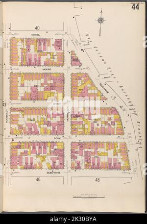 Cartographic, Maps. 1884 - 1936. Lionel Pincus and Princess Firyal Map Division. Fire insurance , New York (State), Real property , New York (State), Cities & towns , New York (State) Brooklyn V. 3, Plate No. 44 Map bounded by Seigel, Bushwick Ave., Debevoise, Humboldt Stock Photo