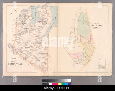 Cartographie, cartes. 1891. Lionel Pincus et Princess Firyal Map Division. Queens Comté (New York) Planche 33: Ville de North Hempstead. - Partie du village de Flushing. Fait partie du village de Flushing. Banque D'Images