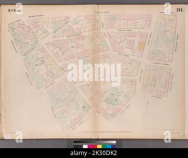 Cartographie, cartes. 1852. Lionel Pincus et Princess Firyal Map Division. Manhattan (New York, New York), immobilier , New York (État) , New York, assurance incendie planche 10: Carte délimitée par Nassau Street, Roosevelt Street, Oak Street, Oak Street, Pearl Street, Frankfort Street, Cliff Street, Ferry Street, Spruce Street Banque D'Images