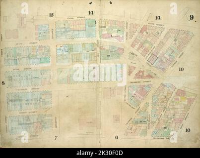 Cartographie, cartes. 1857 - 1862. Lionel Pincus et Princess Firyal carte Division planche 9 : carte délimitée par la rue Pearl, la rue Chatham, la rue Chambers, la rue Rose, la rue Frankfort, Murray Street, Church Street ; y compris Duane Street, City - Hall place, Reade Street, Warren Street, Broadway, Elm Street, Centre Street, Tryon Row, North William, William Street Banque D'Images