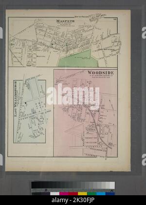 Cartographie, cartes. 1873. Lionel Pincus et Princess Firyal Map Division. Long Island (New York) , Description et Voyage Maspeth. Ville de Newtown, Queens Co. - East Williamsburgh. Ville de Newtown, Queens Co. L.I. - Côté bois. TN. De Newtown, Queens Co. East Williamsburgh. Côté bois. Banque D'Images