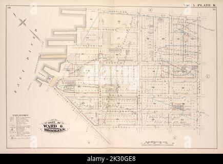 Cartographie, cartes. 1880. Lionel Pincus et Princess Firyal Map Division. Brooklyn (New York, N.Y.), immeubles , New York (État) , New York vol. 5. Plate, K. carte reliée par la rue Harrison, la rue Henry, la rue Carroll, l'avenue Hamilton, East River; Y compris Irving St., Sedgwick St., Degrew St., Sackett St., Union St., Président St., Beach PL., Van Brunt St., Columbia St., Tiffany PL., Hicks St., Cheever PL. Banque D'Images