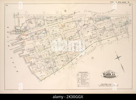 Cartographic, Maps. 1880. Lionel Pincus and Princess Firyal Map Division. Brooklyn (New York, N.Y.), Real property , New York (State) , New York Vol. 6. Plate, N. Map bound by S. Sixth St., Broadway, Seventh St., Division Ave., S. Eleventh St., East River; Including S. Eighth St., S. Ninth St., S. Tenth St., First St., Second St., Third St., Fourth St., Fifth St., Sixth St. Stock Photo