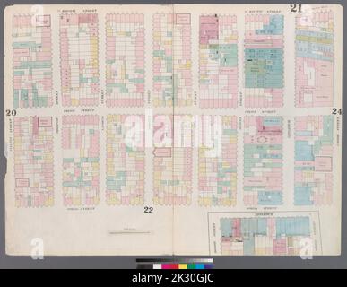 Cartographie, cartes. 1857 - 1862. Lionel Pincus et Princess Firyal Map Division. Manhattan (New York, New York), immobilier , New York (État) , New York planche 21: Carte délimitée par Houston Street, Crosby Street, Broome Street, Broadway, Spring Street, Rue Sullivan Banque D'Images