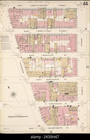 Cartographie, cartes. 1884 - 1936. Lionel Pincus et Princess Firyal Map Division. Assurance incendie , New York (État), immobilier , New York (État), Villes et villages , New York (État) Manhattan, V. 2, plaque no 44 carte délimitée par E. 22nd St., 4th Ave., E. 17th St., Broadway Banque D'Images