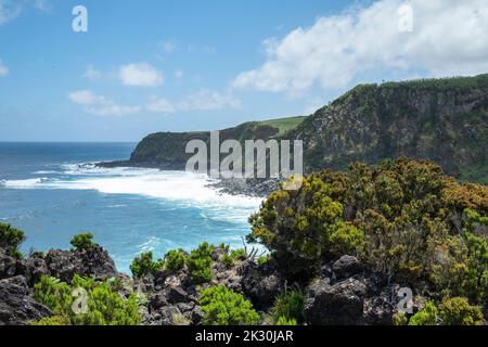 Portugal, Azores, Cliffs of Terceira Island in summer Stock Photo