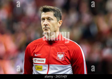 Varsovie, Pologne. 22nd septembre 2022. Robert Lewandowski, de Pologne, vu lors de l'UEFA Nations League, League A Group 4 match entre la Pologne et les pays-Bas au PGE National Stadium. Score final; Pologne 0:2 pays-Bas. Crédit : SOPA Images Limited/Alamy Live News Banque D'Images