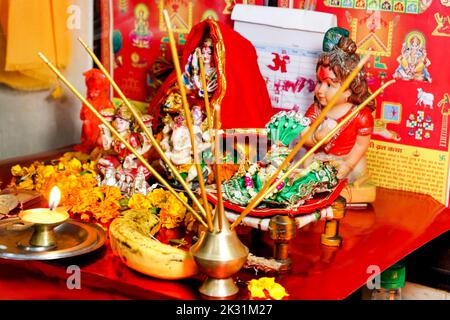 Le Seigneur Ganesha et la déesse Laxmi - religion hindoue et célébration indienne du festival Diwali. Mise au point sélective Banque D'Images