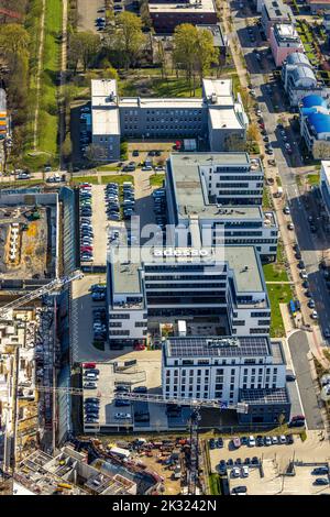 Vue aérienne, immeuble de la société Adesso à Stadtkrone-Ost, Schüren, Dortmund, région de la Ruhr, Rhénanie-du-Nord-Westphalie, Allemagne, DE, Europe, commercial enterpri Banque D'Images