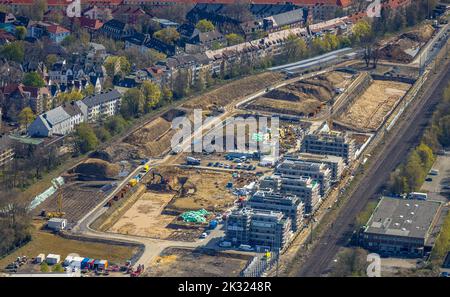 Luftbild, Baustelle Kronprinzenviertel für Neubau von Wohnungen am Wasserturm Südbahnhof, Westfendamm, Dortmund, Ruhrgebiet, Nordrhein-Westfalen, De Banque D'Images