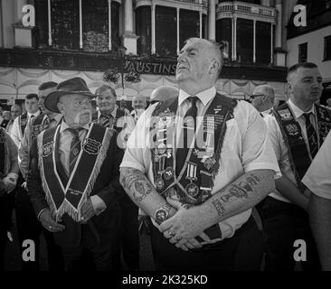 13 août 2022, Londonderry. 10 000 apprentis garçons de Derry et 120 groupes ont participé au défilé annuel du relief de Derry. Banque D'Images