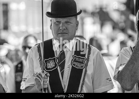 13 août 2022, Londonderry , The East Bank Protestant Boys Flûte Band prenant part au soulagement annuel du défilé de Derry. Banque D'Images