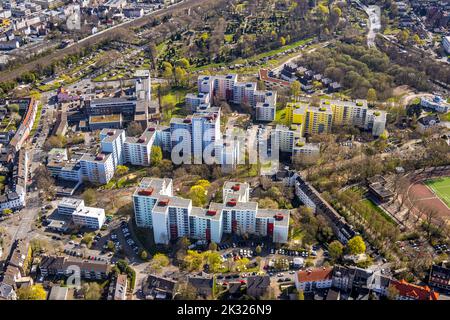 Vue aérienne, maison en hauteur Clarenberg et Benninghofer Straße à Hörde, Dortmund, région de la Ruhr, Rhénanie-du-Nord-Westphalie, Allemagne, DE, Europe, P Banque D'Images