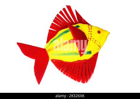 Un poisson décoratif en mousse. Ce jouet fait main populaire au festival du nouvel an de bangali ou à la mela de boishakhi au Bangladesh. Traditionnel et du patrimoine. Banque D'Images