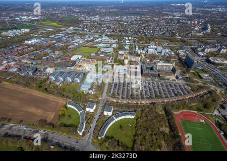 Vue aérienne, Université de technologie de Dortmund avec site de construction du centre de recherche CALEDO, Campus Nord, Eichlinghofen, Dortmund, région de Ruhr, Non Banque D'Images