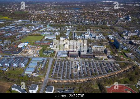 Vue aérienne, Université de technologie de Dortmund avec site de construction du centre de recherche CALEDO, Campus Nord, Eichlinghofen, Dortmund, région de Ruhr, Non Banque D'Images