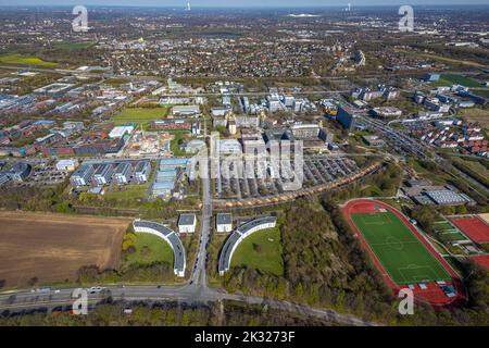 Vue aérienne, Université de technologie de Dortmund avec site de construction du centre de recherche CALEDO, Campus Nord, Eichlinghofen, Dortmund, région de Ruhr, Non Banque D'Images