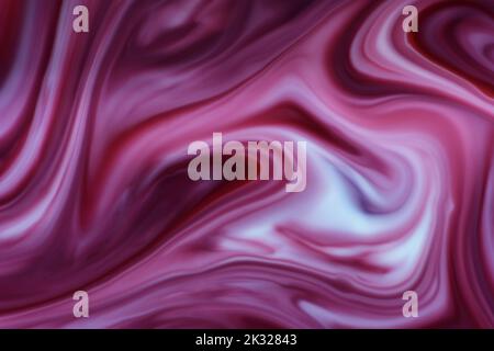 Une image abstraite de l'art du lait d'une surface crémeuse, fluide, tourbillonnante, satinée créée à partir de lait et de colorant alimentaire rouge et bleu Banque D'Images