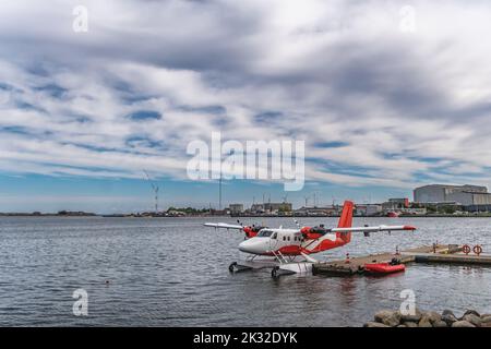 Hydravion à une jetée dans le port de Copenhague, Danemark Banque D'Images