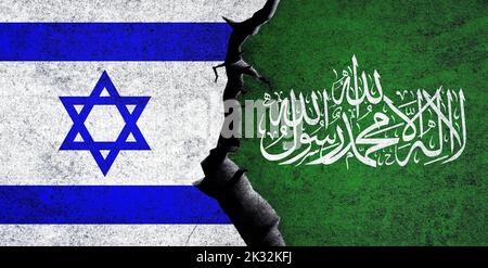 Israël et le Hamas se flaquent ensemble. Relation entre l'armée palestinienne et Israël, concept de conflit. Israël contre le Hamas Banque D'Images