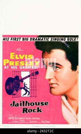 Elvis Presley à Jailhouse Rock (MGM, 1957). Version rose de la carte de fenêtre. Banque D'Images