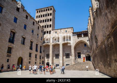 Placa del Rei Bâtiment médiéval avec musée, Barcelone, Espagne Banque D'Images