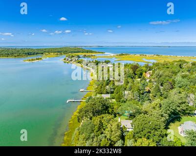 Vue aérienne de la mer du Nord et de la route du point de halage Banque D'Images