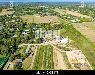 Vue aérienne de la ferme Fairview de Mecox et des environs Banque D'Images