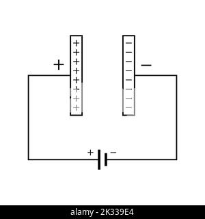 condensateur à plaque parallèle dans le circuit. Illustration de Vecteur