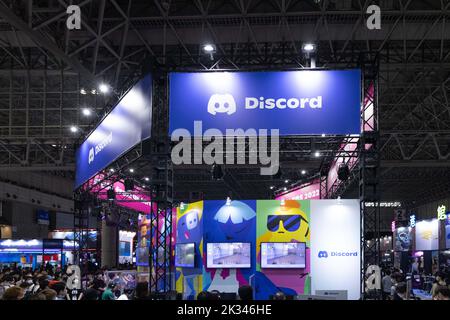Chiba, Japon. 17th septembre 2022. Stand de discorde vu au Tokyo Game Show 2022. Après une pause de deux ans forcée par la pandémie de Covid-19, le Tokyo Game Show est retourné à Makuhari Messe à Chiba, au Japon. (Credit image: © Stanislav Kogiku/SOPA Images via ZUMA Press Wire) Banque D'Images