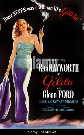 Vintage 1940s film Poster - Gilda .1946 film américain noir réalisé par Charles Baint et avec Rita Hayworth Banque D'Images