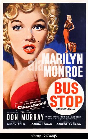 Affiche originale du film rétro 1950s - Arrêt de bus. Avec Marilyn Monroe, 1956). Banque D'Images