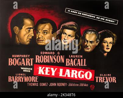 Affiche de film vintage - Key Largo . 1948 noir crime drame dirigé par John Huston. Avec Humphrey Bogart et Lauren Bacall. Banque D'Images