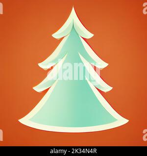 Autocollant arbre de Noël. Illustration plate. Illustration numérique Banque D'Images