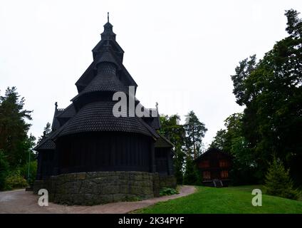 Oslo, Norvège, septembre 2022 : exposition de l'église Gol Stave au Musée norvégien d'histoire culturelle (Norsk Folkemuseum) Banque D'Images