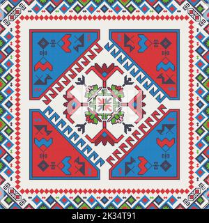 Motif vectoriel de broderie d'art populaire géorgien traditionnel Illustration de Vecteur