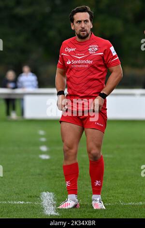 Richmond, Royaume-Uni. 24th septembre 2022. Rugby de championnat. Londres Scottish V Jersey Reds. Le terrain athlétique de Richmond. Richmond. James Mitchell (Jersey Reds) pendant le match de rugby de championnat de Londres Scottish V Jersey Reds. Credit: Sport en images/Alamy Live News Banque D'Images