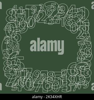 Cadre abstrait composé de numéros de contour sur fond vert foncé. Générateur de nombres aléatoires. Motif vectoriel numérique Illustration de Vecteur