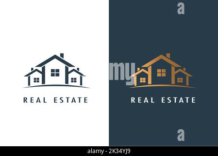 Immobilier Maisons façades logo pour les entreprises Illustration de Vecteur
