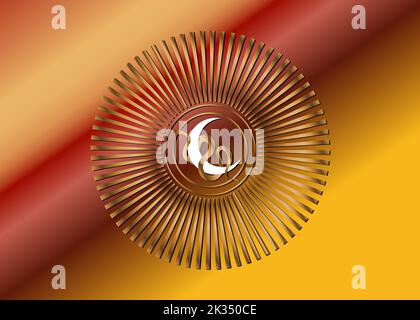 Cercle radieux magique d'or, Lune et serpent du croissant blanc mystique magique, géométrie sacrée, symbole de la déesse céleste païenne du wiccan, bannière wicca Illustration de Vecteur