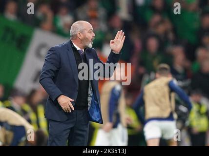 Steve Clarke, responsable écossais, lors du match E de l'UEFA Nations League Group à Hampden Park, Glasgow. Date de la photo: Samedi 24 septembre 2022. Banque D'Images