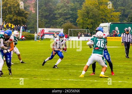 Schwaebisch Hall, Allemagne. 24th septembre 2022. QB # 2 Allen Kenyatte/Allgäu Comets Credit: Frank Baumert/Alay Live News Banque D'Images