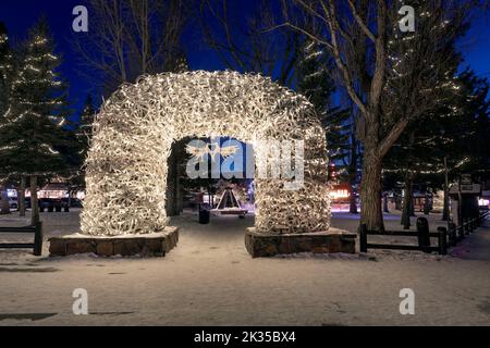 WY05078-00..... WYOMING - Antler Arch au George Washington Memorial Park dans la ville de Jackson. Banque D'Images