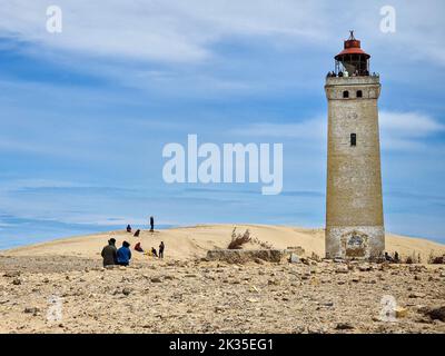Le célèbre phare de Rubjerg Knude sur les dunes du Danemark Banque D'Images