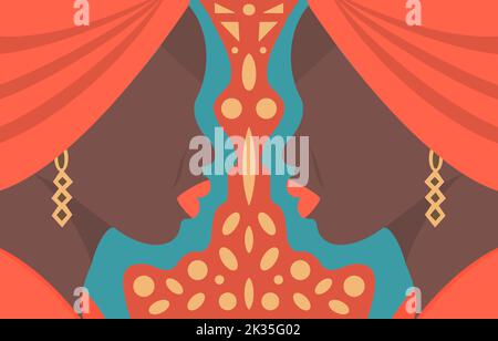 Belle femme noire, visage, visage profil, beauté reine, personnalité Banque D'Images