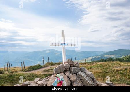 Paysage dans les Vosges et vue depuis le sommet du petit ballon d'Alsace, France Banque D'Images